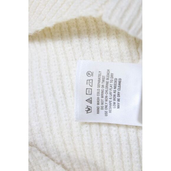 Moth Anthropologie Womens Ribbed Knit V Neck Tie Front Sweater White Size Small - Picture 6 of 7